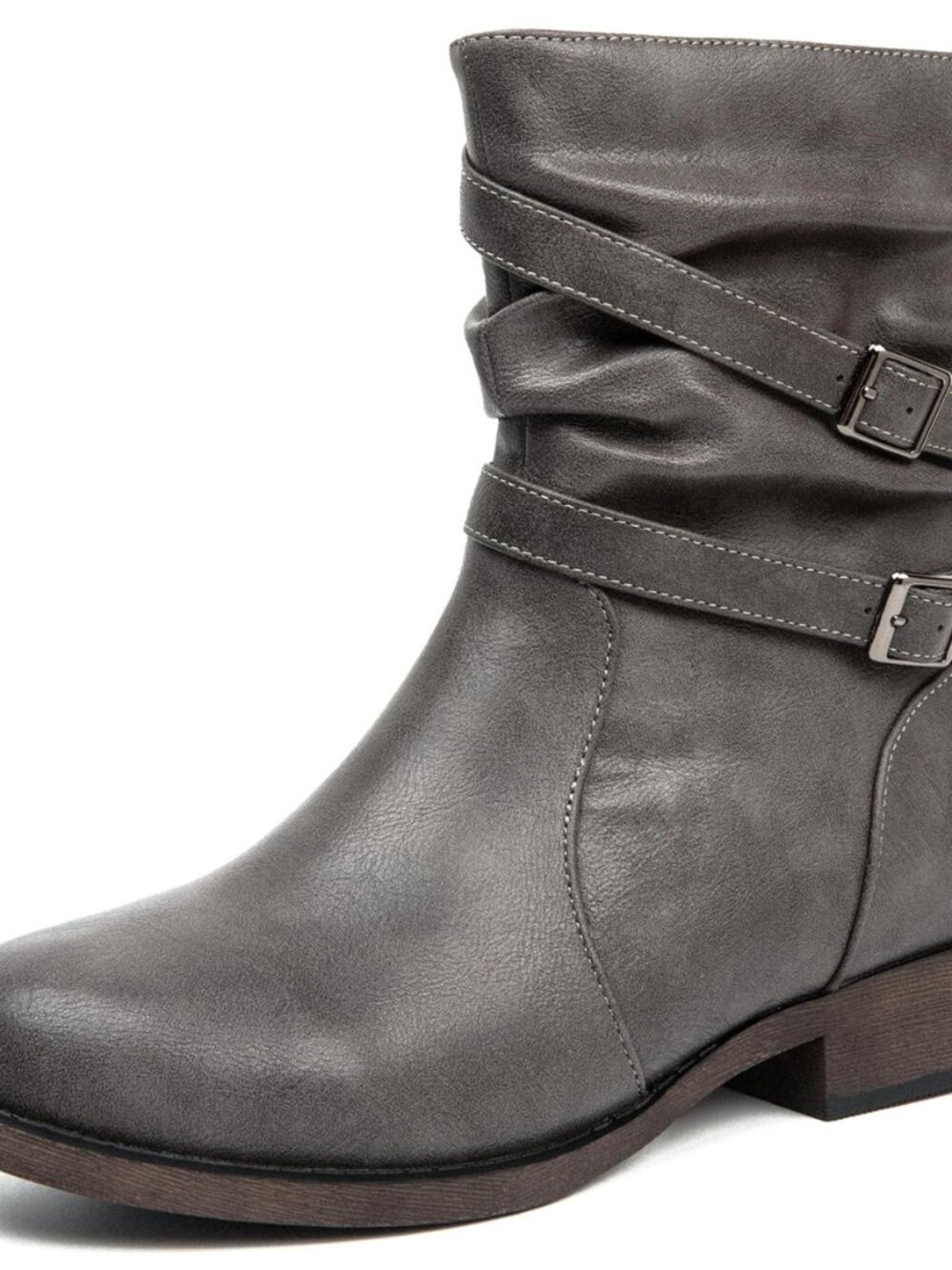 Women's Western Low Chunky Heel Zip Mid-Calf Boots,
